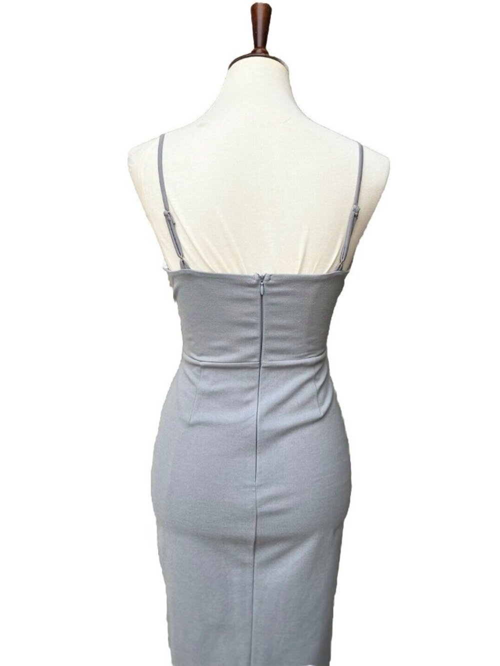 4SI3NNAI Women's Gray Tie Waist Bodycon Midi Dress Size M NWOT - Picture 15 of 16